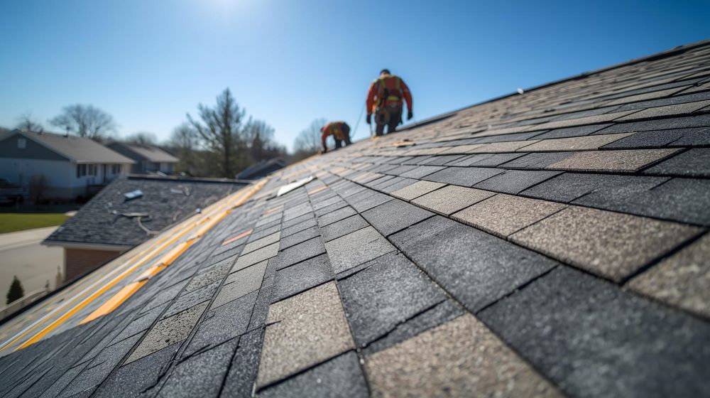 Des couvreurs en plein remplacement de toiture à Tours